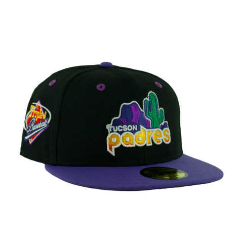 New Era 59Fifty Tucson Padres Sunset Fitted Hat Black Gradient Orange Purple Right Front