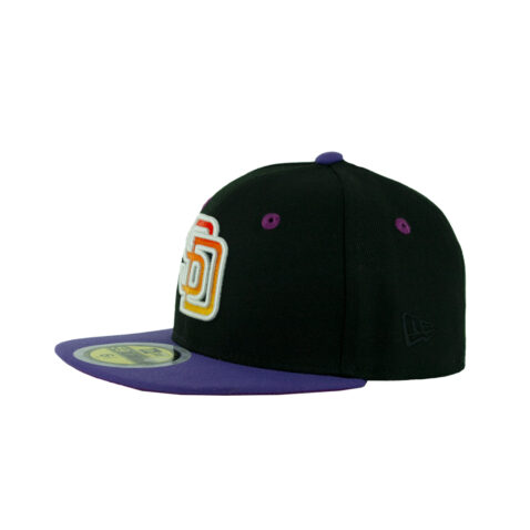 New Era 59Fifty San Diego Padres Sunset YOUTH Fitted Hat Black Gradient Orange Purple Left
