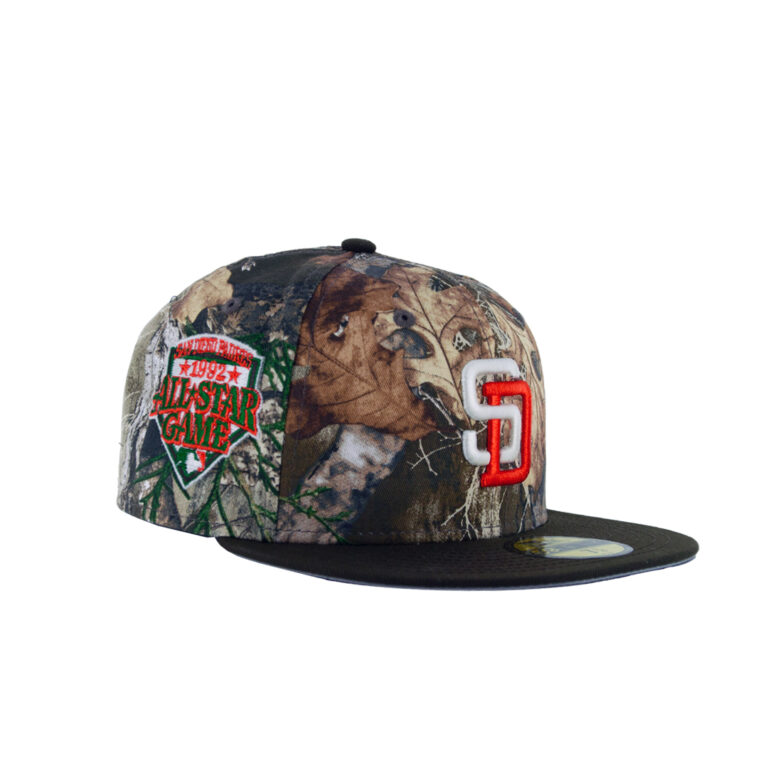New Era 59Fifty San Diego Padres Chocolate Trees Fitted Hat Realtree White Orange Brown Right Front