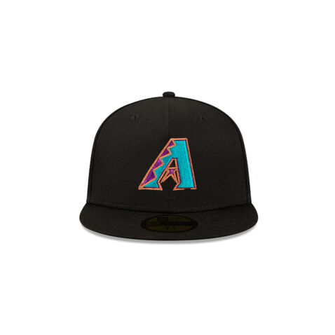 New Era 59Fifty Arizona Diamodbacks Metallic Logo Fitted Hat Black Front