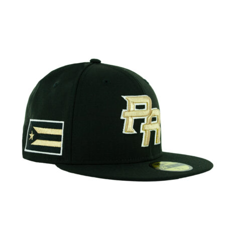 New Era 59Fifty Puerto Rico World Baseball Classic Black Gold Fitted Hat Black Right Front