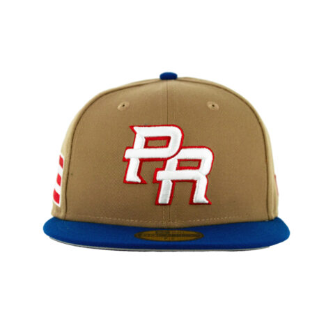 New Era 59Fifty Puerto Rico World Baseball Classic Khaki ROyal Blue Fitted Hat Khaki Royal Blue