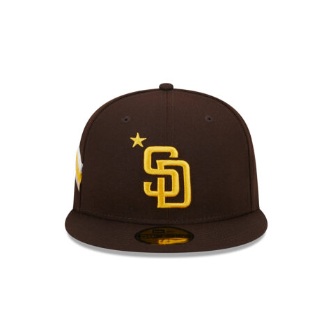 New Era 59Fifty San Diego Padres All Star Game Workout 2023 Fitted Hat Burnt Wood Brown Front