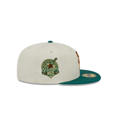 New Era 59Fifty San Diego Padres Camp Fitted Hat Chrome White Green - Image 6