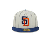 New Era 59Fifty San Diego Padres Team Shimmer Fitted Hat Chrome White Navy Front
