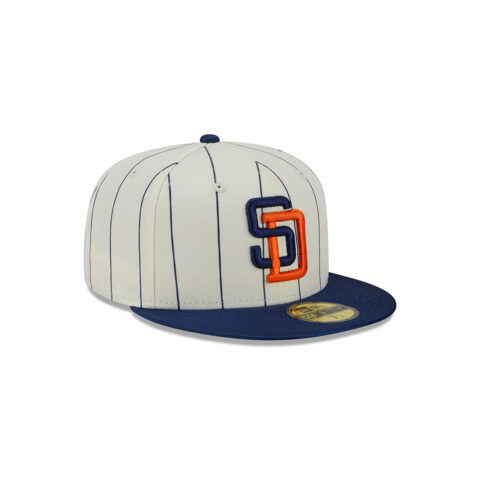 New Era 59Fifty San Diego Padres Team Shimmer Fitted Hat Chrome White Navy Right Front