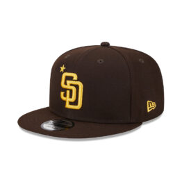 New Era 9Fifty San Diego Padres All Star Game Workout 2023 Snapback Hat Burnt Wood Brown