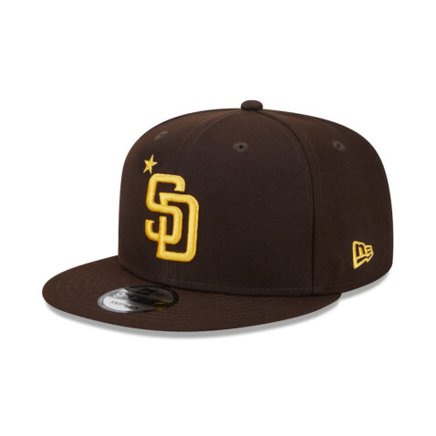 New Era 9Fifty San Diego Padres All Star Game Workout 2023 Snapback Hat Burnt Wood Brown Left