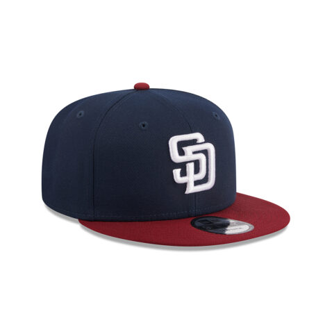 New Era 9Fifty San Diego Padres Two Tone Snapback Hat Dark Navy Cardinal Right Front