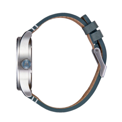 Nixon Sentry Leather Watch Silver Dusty Blue
