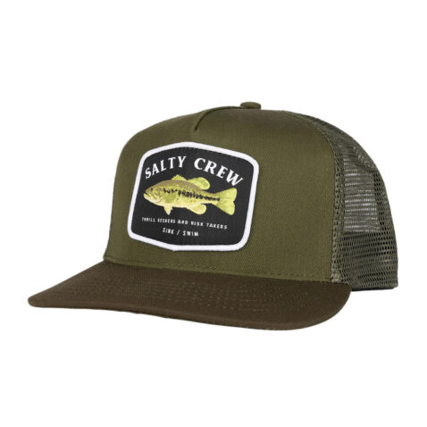 Salty Crew Bigmouth Trucker Snapback Adjustable Hat Olive Green