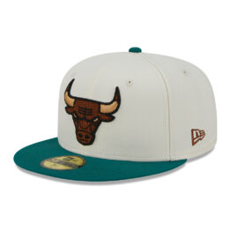 New Era 59Fifty Chicago Bulls Camp Fitted Hat Chrome White Green