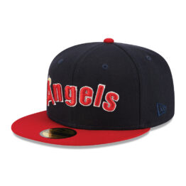 New Era 59Fifty California Angels Retro Script Fitted Hat Dark Navy Red