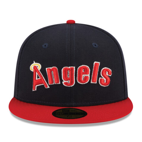 New Era 59Fifty California Angels Retro Script Fitted Hat Dark Navy Red