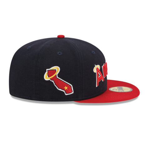 New Era 59Fifty California Angels Retro Script Fitted Hat Dark Navy Red - Image 3