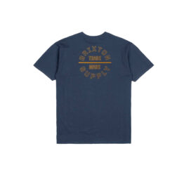 Brixton Oath V Short Sleeve T-Shirt Washed Navy Bison Bright Gold
