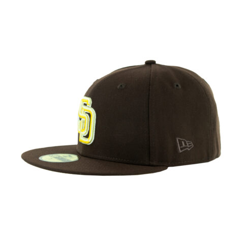New Era 59Fifty San Diego Padres Bevel Fitted Hat Burnt Wood Brown Gold