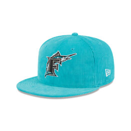New Era 59Fifty Florida Marlins Throwback Corduroy Fitted Hat Dark Teal