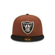 New Era 59Fifty Las Vegas Raiders Harvest Brown Black Fitted Hat Front