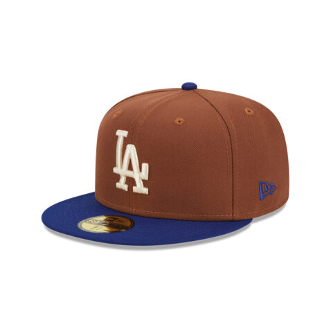 New Era 59Fifty Los Angeles Dodgers Harvest Brown Dark Royal Blue Left Front