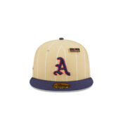 New Era 59Fifty Philies Athletics Pinstripe Day Fitted Hat Camel Dark Navy Front