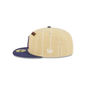New Era 59Fifty Philies Athletics Pinstripe Day Fitted Hat Camel Dark Navy Left