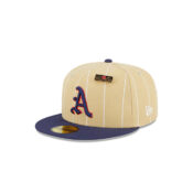 New Era 59Fifty Philies Athletics Pinstripe Day Fitted Hat Camel Dark Navy Left Front