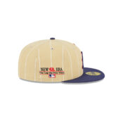 New Era 59Fifty Philies Athletics Pinstripe Day Fitted Hat Camel Dark Navy Right