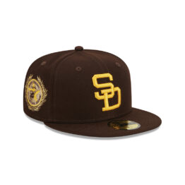 New Era 59Fifty San Diego Padres Laurel Side Patch Fitted Hat Burnt Wood Brown