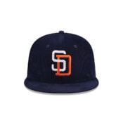 New Era 59Fifty San Diego Padres Throwback Corduroy Dark Navy Fitted Hat Front