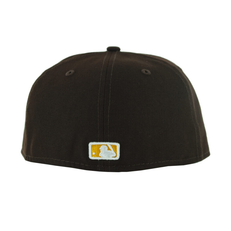New Era 59Fifty San Diego Padres Upside Down Logo Burnt Wood Brown Gold Fitted Hat Back New Era 59Fifty San Diego Padres Upside Down Logo Burnt Wood Brown Gold Fitted Hat Back