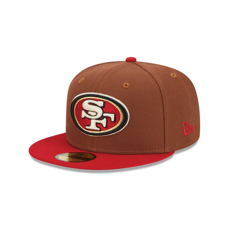 New Era 59Fifty San Francisco 49ers Harvest Brown Red Fitted Hat Left Front