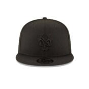 New Era 9Fifty New York Mets Snapback Hat Black Black Front