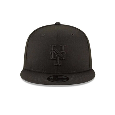 New Era 9Fifty New York Mets Snapback Hat Black Black Front