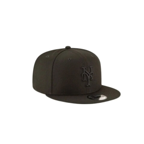 New Era 9Fifty New York Mets Snapback Hat Black Black Right Front