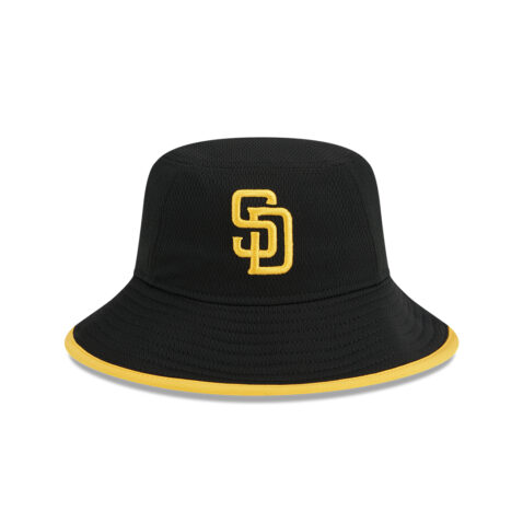 New Era San Diego Padres Basic Bucket Hat Black Yellow Front