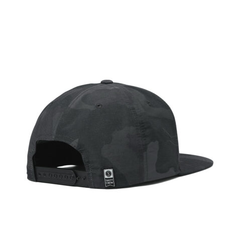 Salty Crew Alpha Tech 5 Panel Snapback Hat Black Camo Back Back