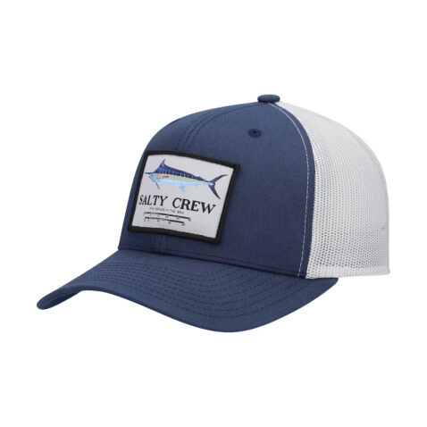 Salty Crew Marlin Mount Retro Snapback Hat Navy Silver