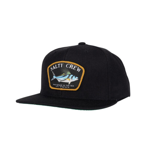 Salty Crew Rooster 6 Panel Snapback Hat Black Front