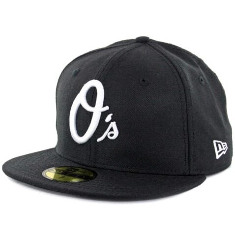 New Era 59Fifty Baltimore Orioles "O" Logo Fitted Hat Black White - 6 7/8