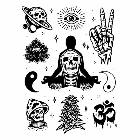 Sketchy Tank Peace Flash T-Shirt White