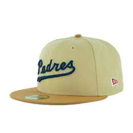 New Era 59Fifty San Diego Padres Banquet Fitted Hat Vegas Gold Tan