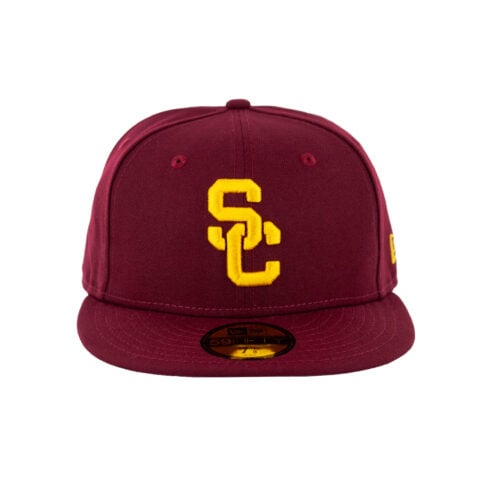 New Era 59Fifty USC Trojans Fitted Hat Cardinal Red Gold Yellow