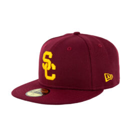 New Era 59Fifty USC Trojans Fitted Hat Cardinal Red Gold Yellow