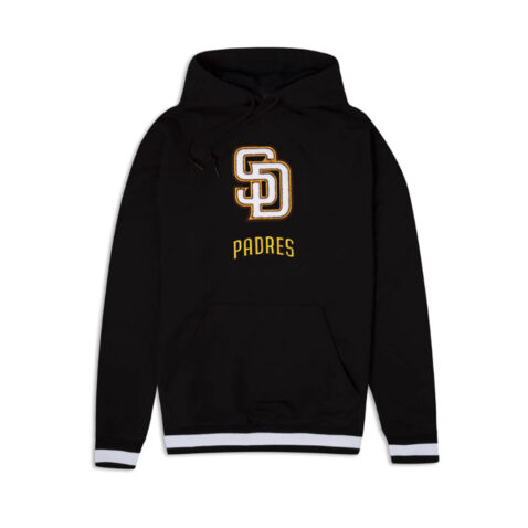 New Era San Diego Padres Logo Select Hoodie Pullover Black White Gold