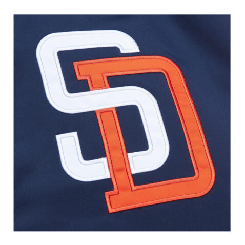 Mitchell & Ness San Diego Padres Heavyweight Satin Jacket Navy Blue Orange - Image 3