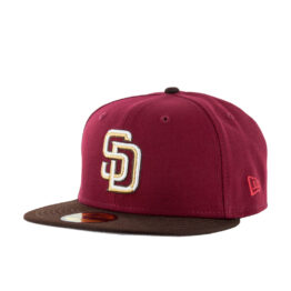 New Era 59Fifty San Diego Padres Royal Flush Fitted Hat Cardinal Red White Burnt Wood Brown