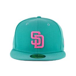 New Era 59Fifty San Diego Padres City Connect BC Edition Fitted Hat Clear Mint Pink Glow