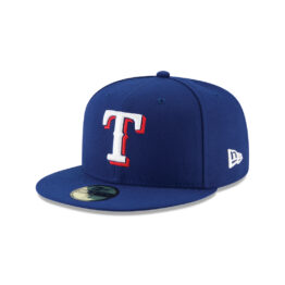 New Era 59Fifty Texas Rangers Game On Field World Series 2023 Side Patch Fitted Hat Hat Royal Blue