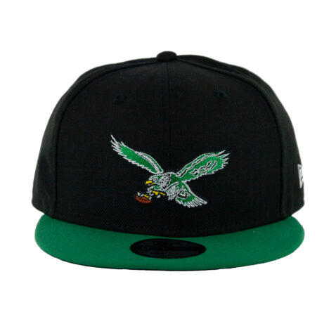 New Era 9Fifty Philadelphia Eagles Team Retro Two Tone Snapback Hat Black Kelly Green